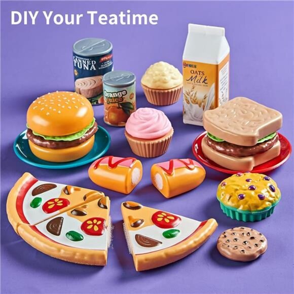Pretend Play Food for Kids Kitchen - 78Pc Cutting Toy Food with Storage Bag - Picture 3 of 7